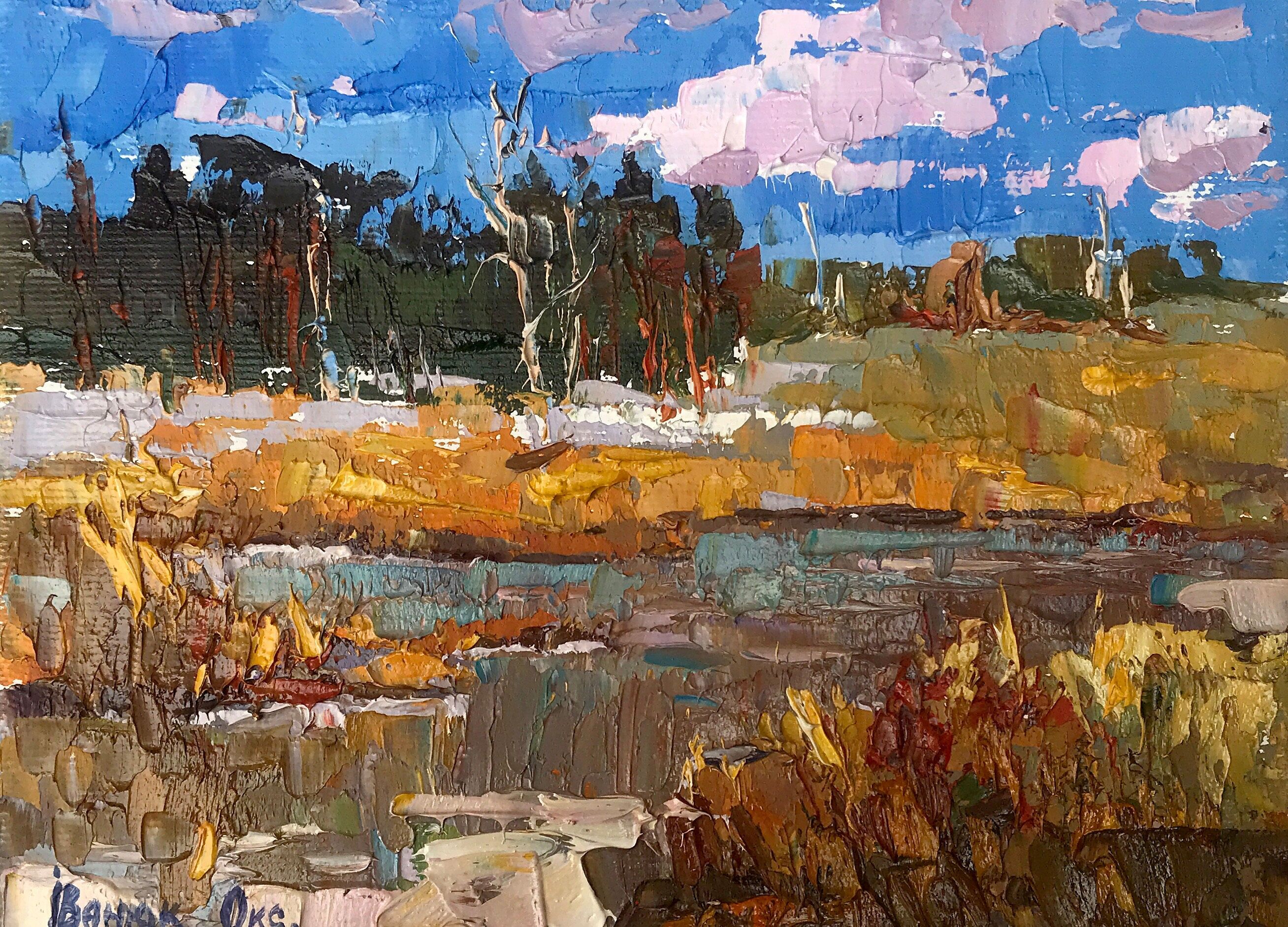 Dipinto ad olio La primavera sta arrivando presto Oksana Ivanyuk 15x20cm