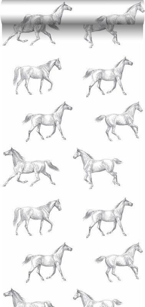 ESTAhome wallpaper pen drawing horses-128807