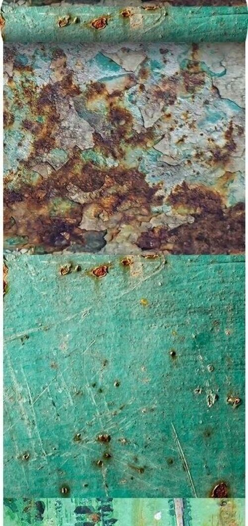 ESTAhome wallpaper XXL patchwork rusty weathered metal plates-158203