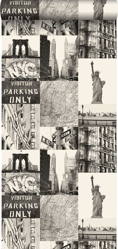 ESTAhome wallpaper view over the streets of New York-137718