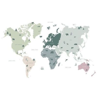 ESTAhome carta da parati mappa del mondo per bambini-158929