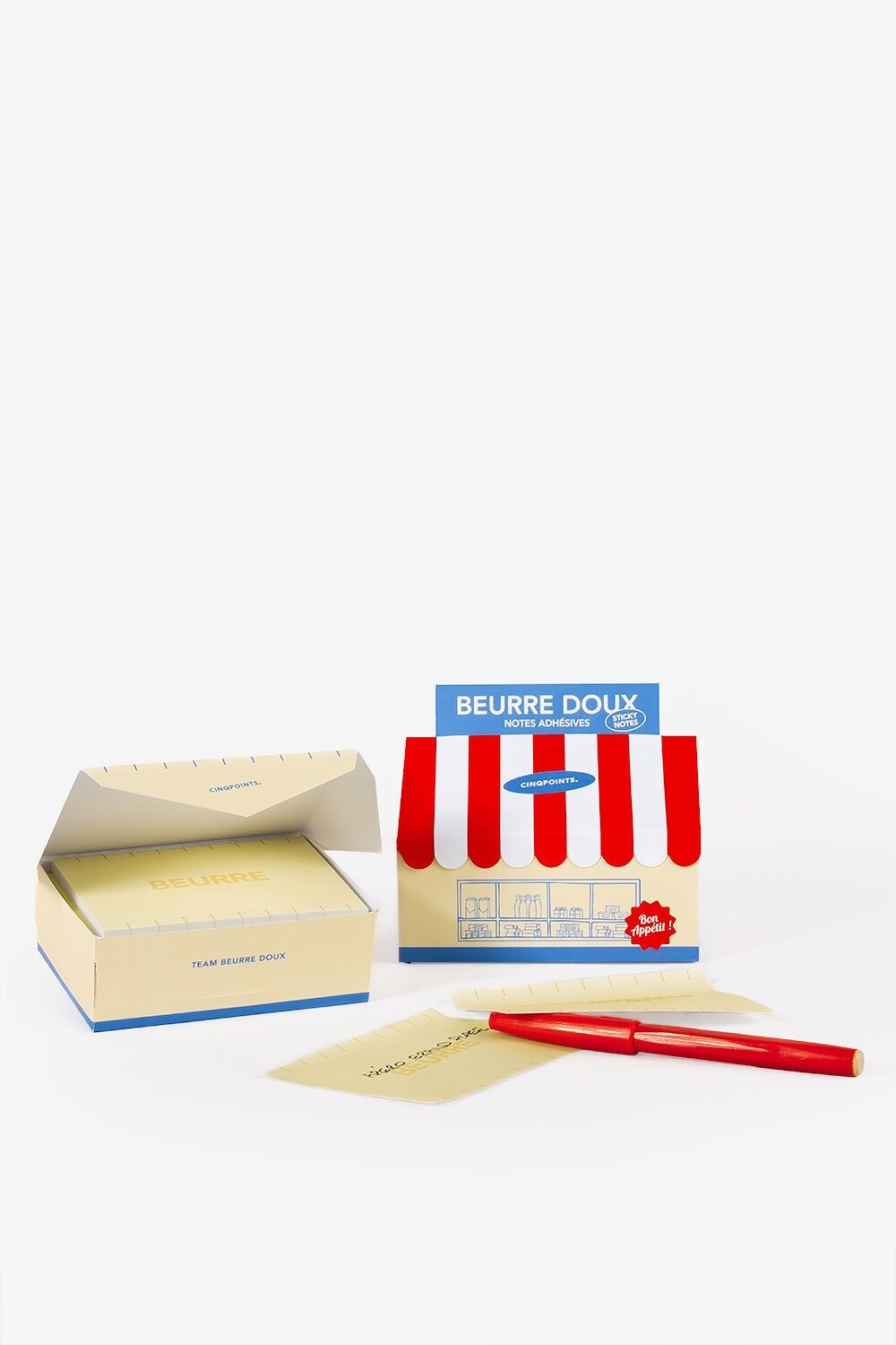 Nouveau - Notes adhésives avec boîte en forme de boutique - Beurre doux