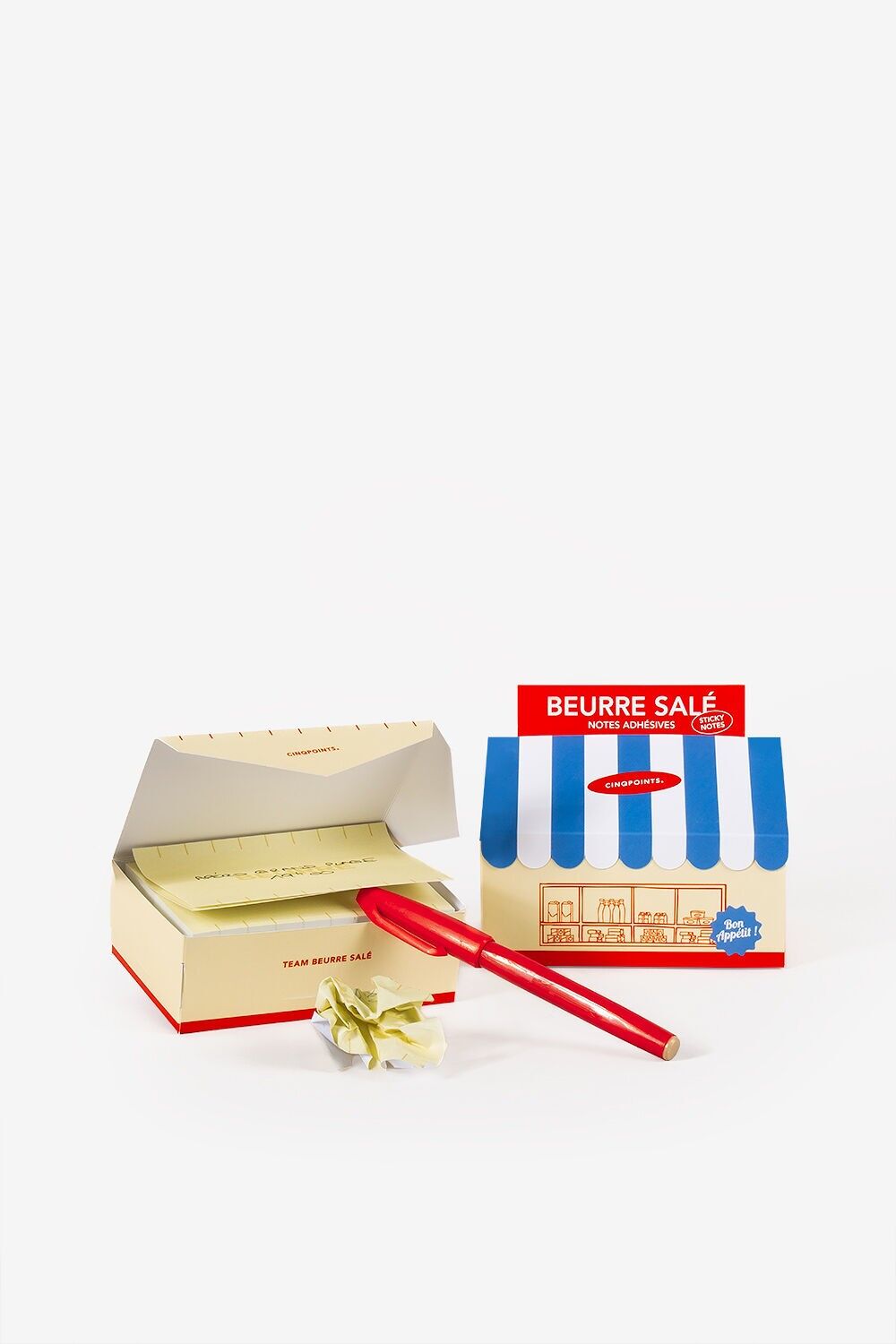 Nouveau - Notes adhésives avec boîte en forme de boutique - Beurre salé