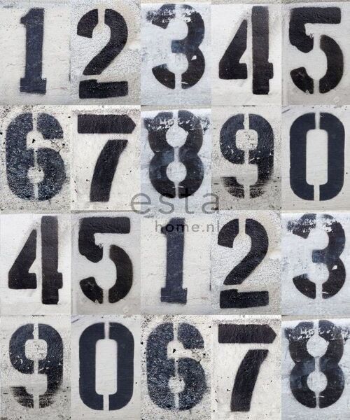 ESTAhome wall mural spray painted numbers on concrete wall-157710