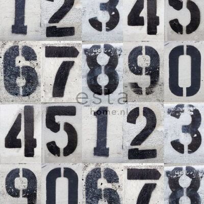ESTAhome wall mural spray painted numbers on concrete wall-157710