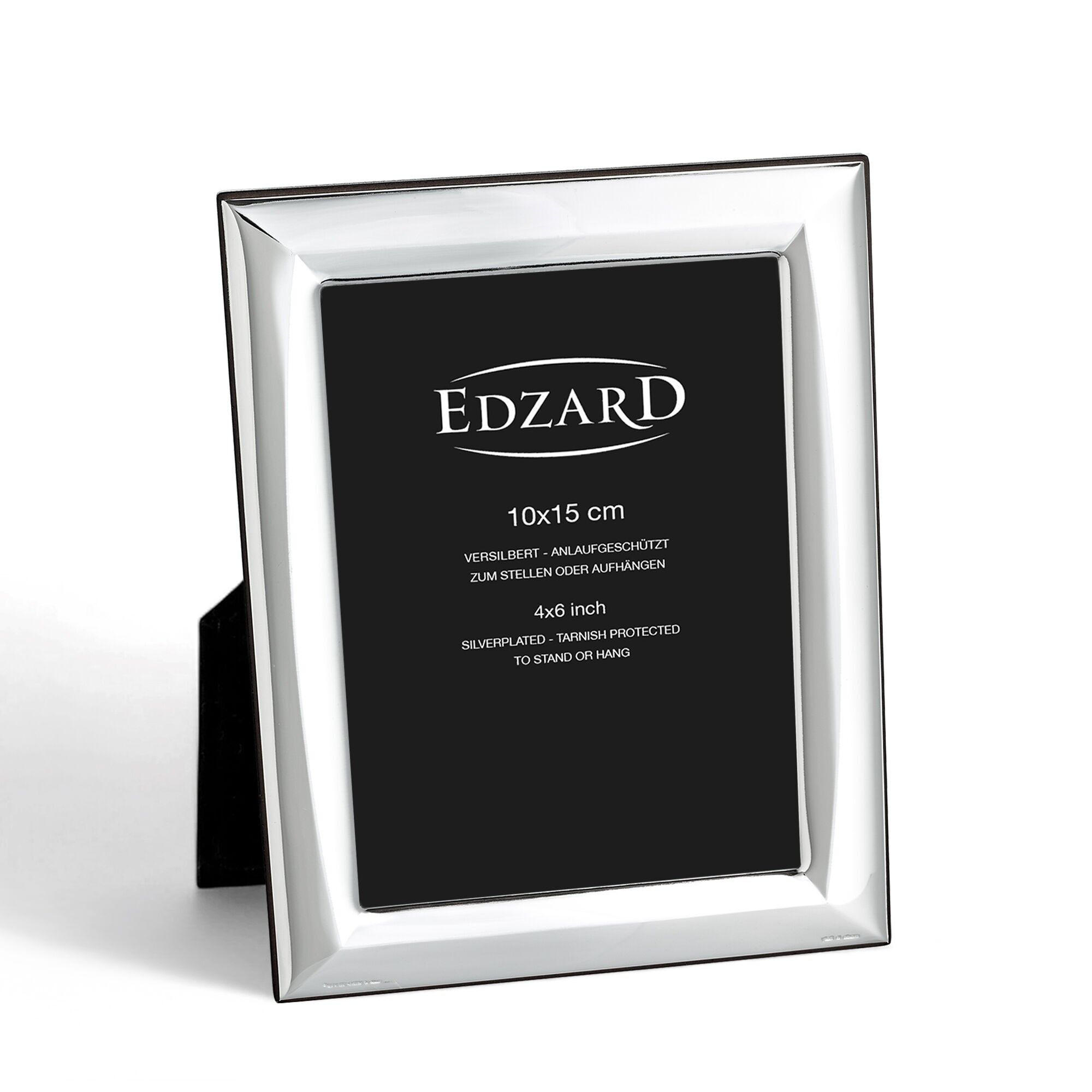 Fotorahmen Serino 10x15 cm edel versilbert, anlaufgeschützt, mit Holzdekor-Rücken