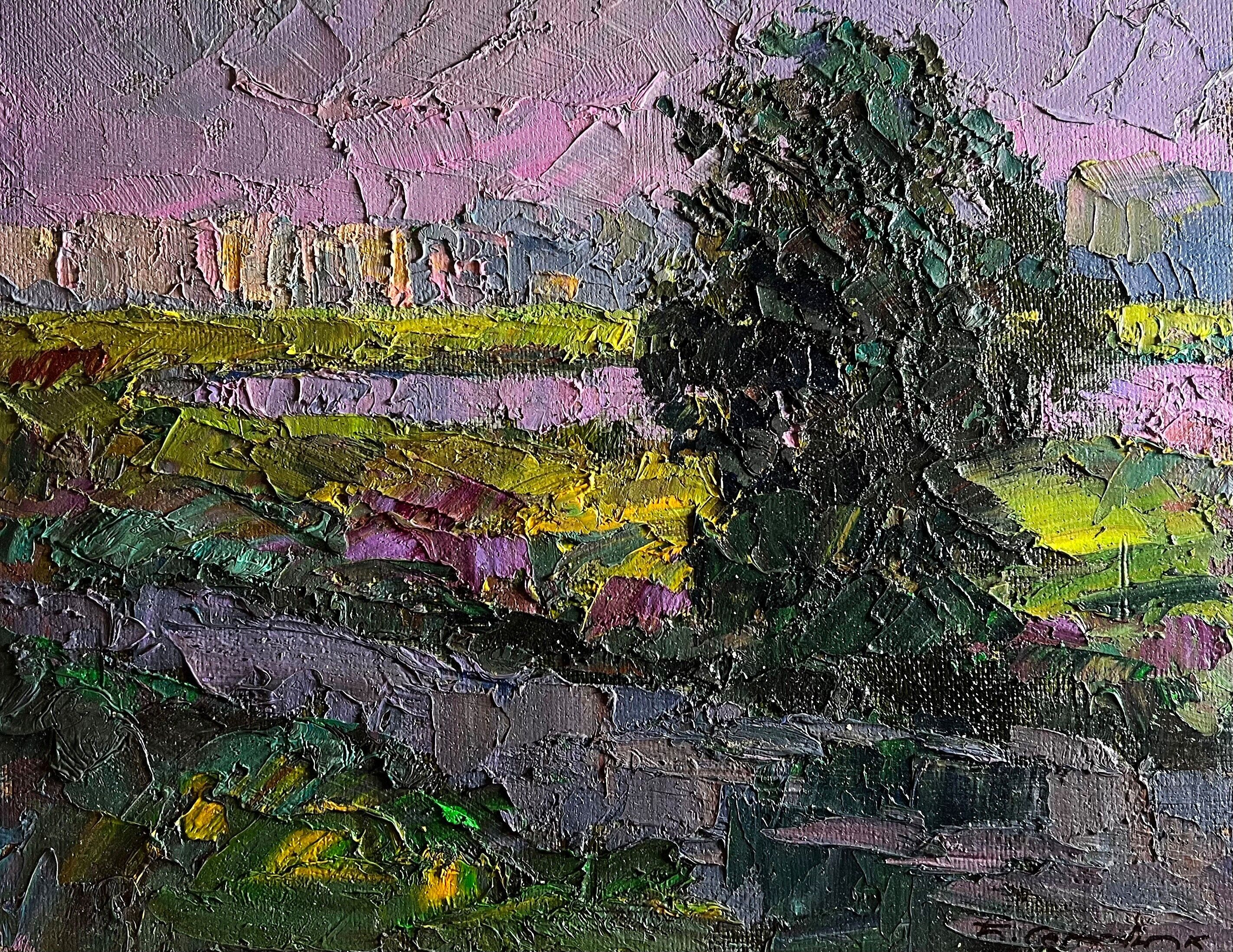 Dipinto ad olio Prato naturale Boris Serdyuk 30x38cm