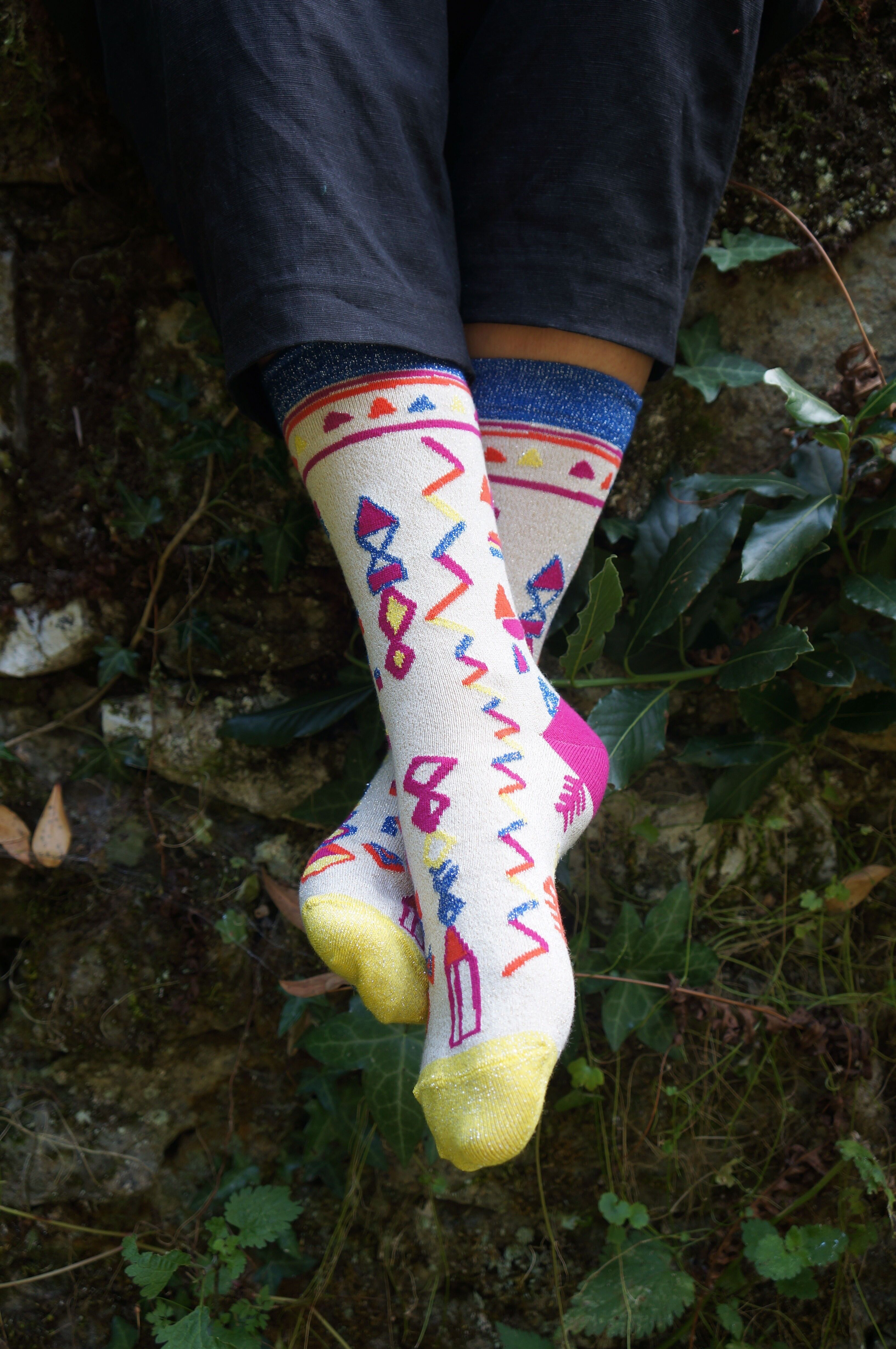Ourika Damensocken – Bio-Baumwolle und Glitzergarn
