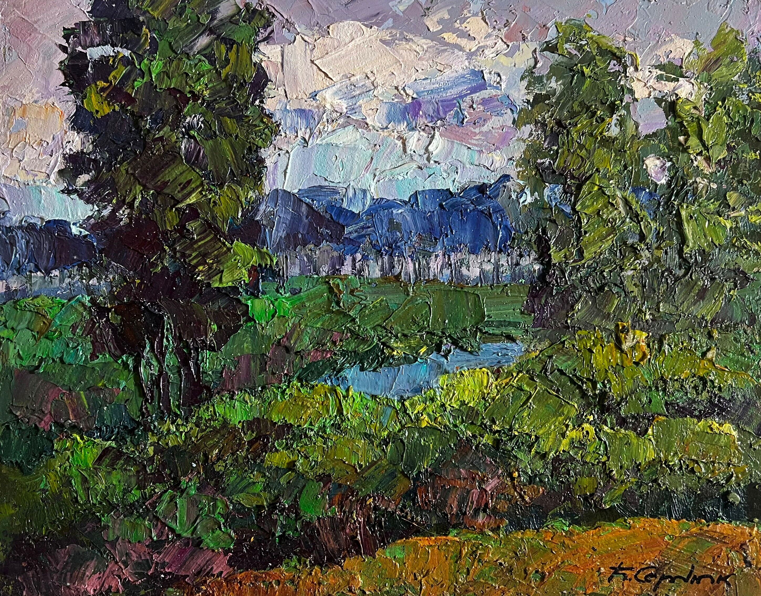 Dipinto a olio Si sta facendo buio Boris Serdyuk 23x29cm