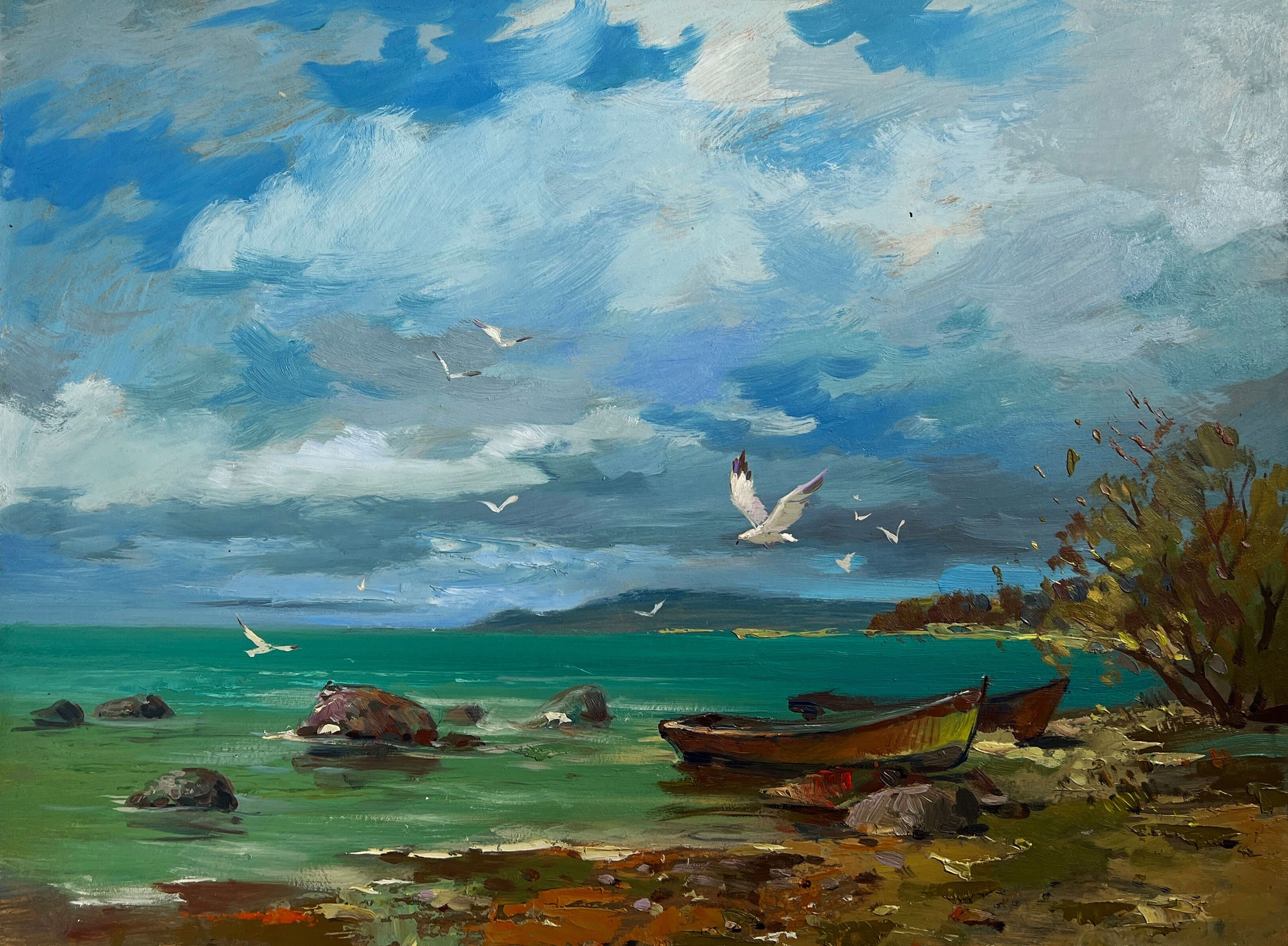 Dipinto ad olio Legato dalla corrente Yuriy Suprunchuk 30x40cm