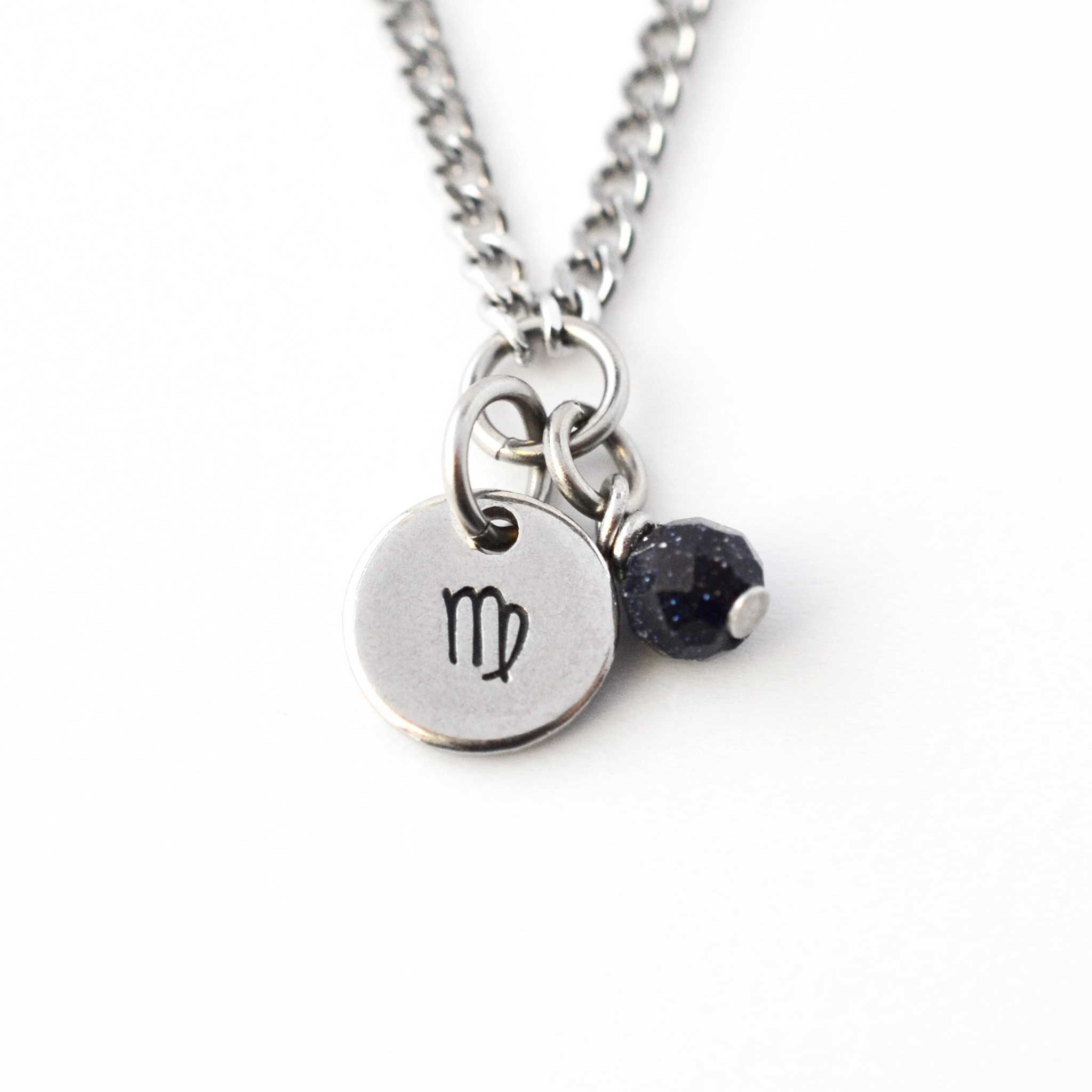 Collar del zodiaco Virgo, joyería astrológica hipoalergénica para pieles sensibles.
