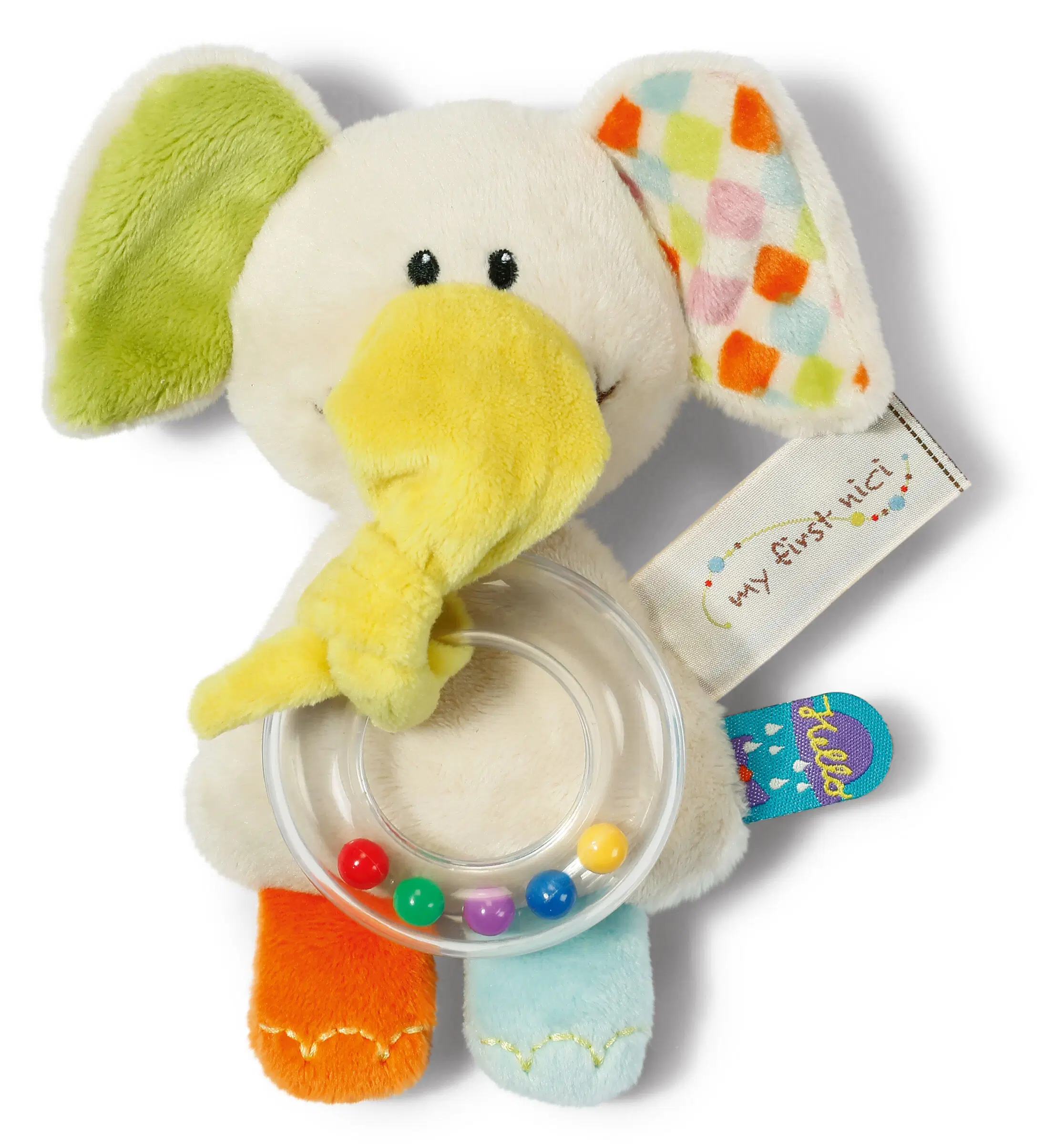 Buy wholesale Elephant teething ring with rattle, 16cm, on header card