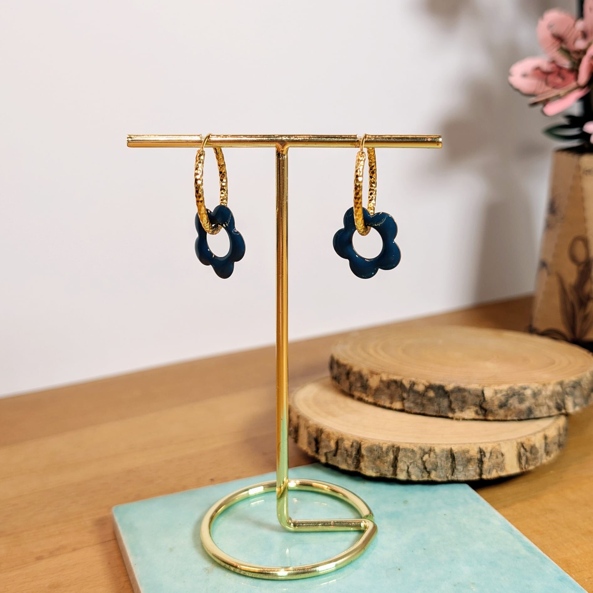 Créoles « Éclat Floral » Bleu