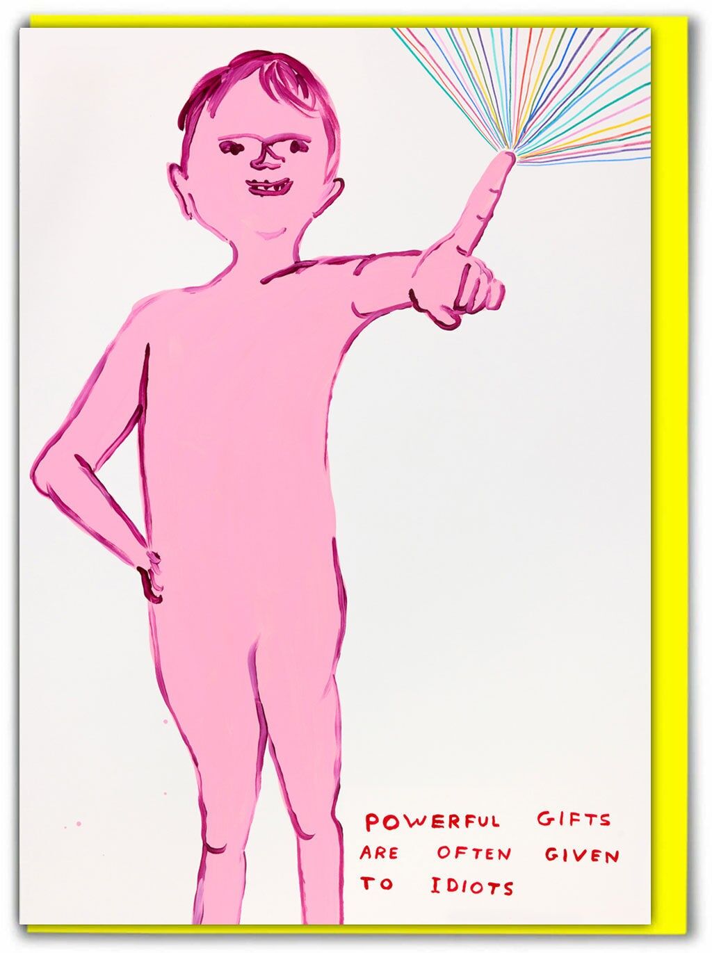 Tarjeta de felicitación divertida: Regalos poderosos de David Shrigley
