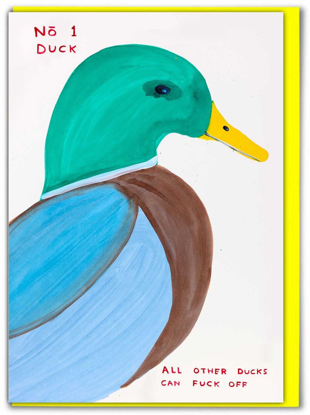 Tarjeta de felicitación divertida - N.º1 Pato de David Shrigley