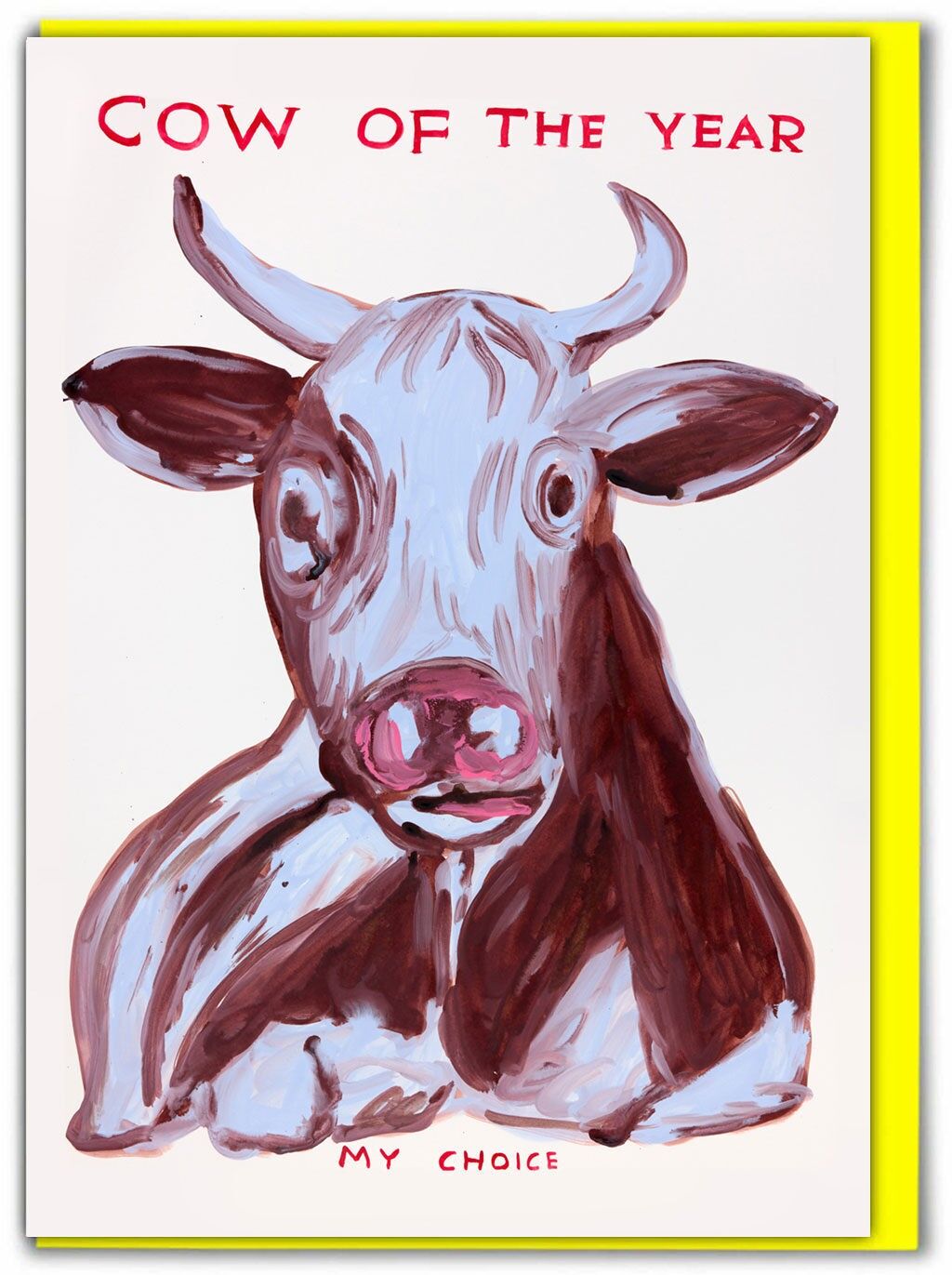 Tarjeta de felicitación divertida - Vaca del año de David Shrigley