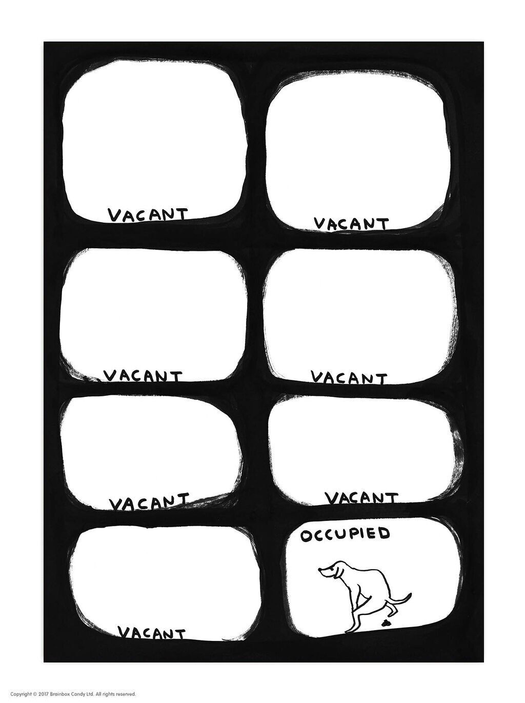 Postal artística A6 divertida de David Shrigley - Vacante, Ocupada