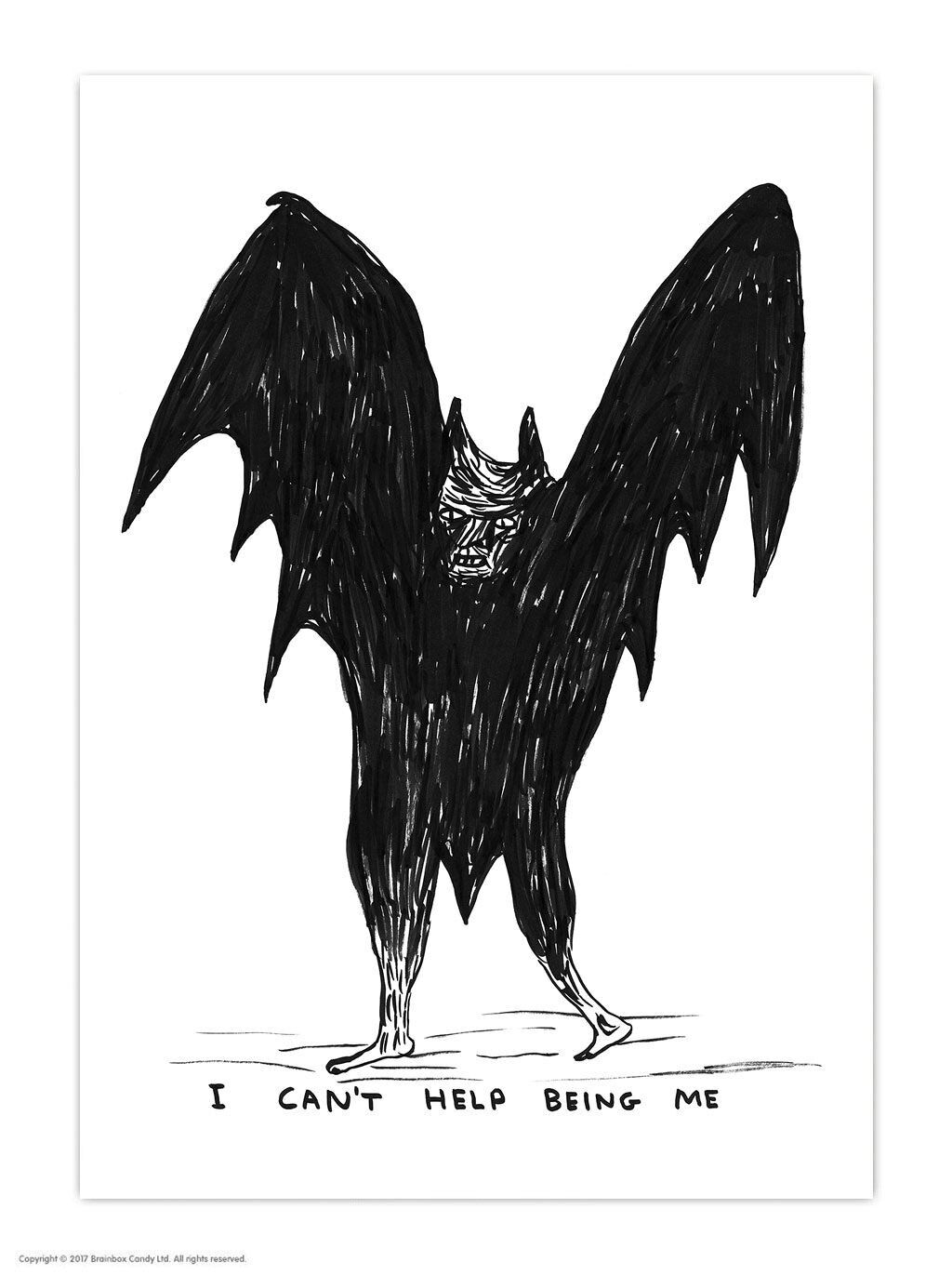 Postal artística divertida A6 de David Shrigley: No puedo evitar ser yo