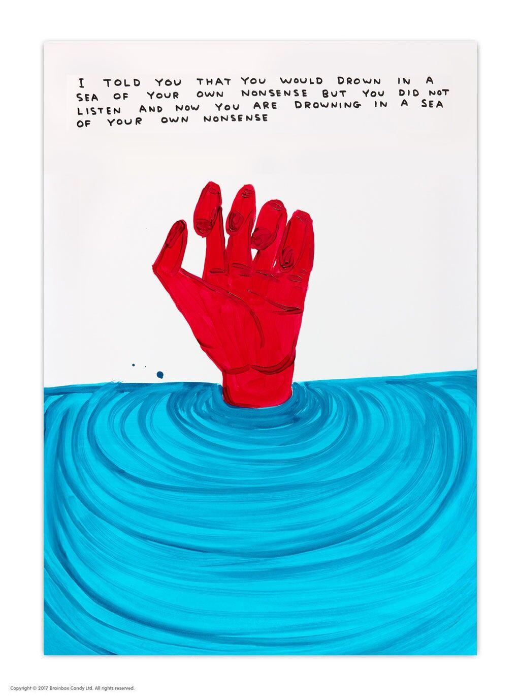 Postal artística divertida A6 de David Shrigley: Te dije que te ahogarías