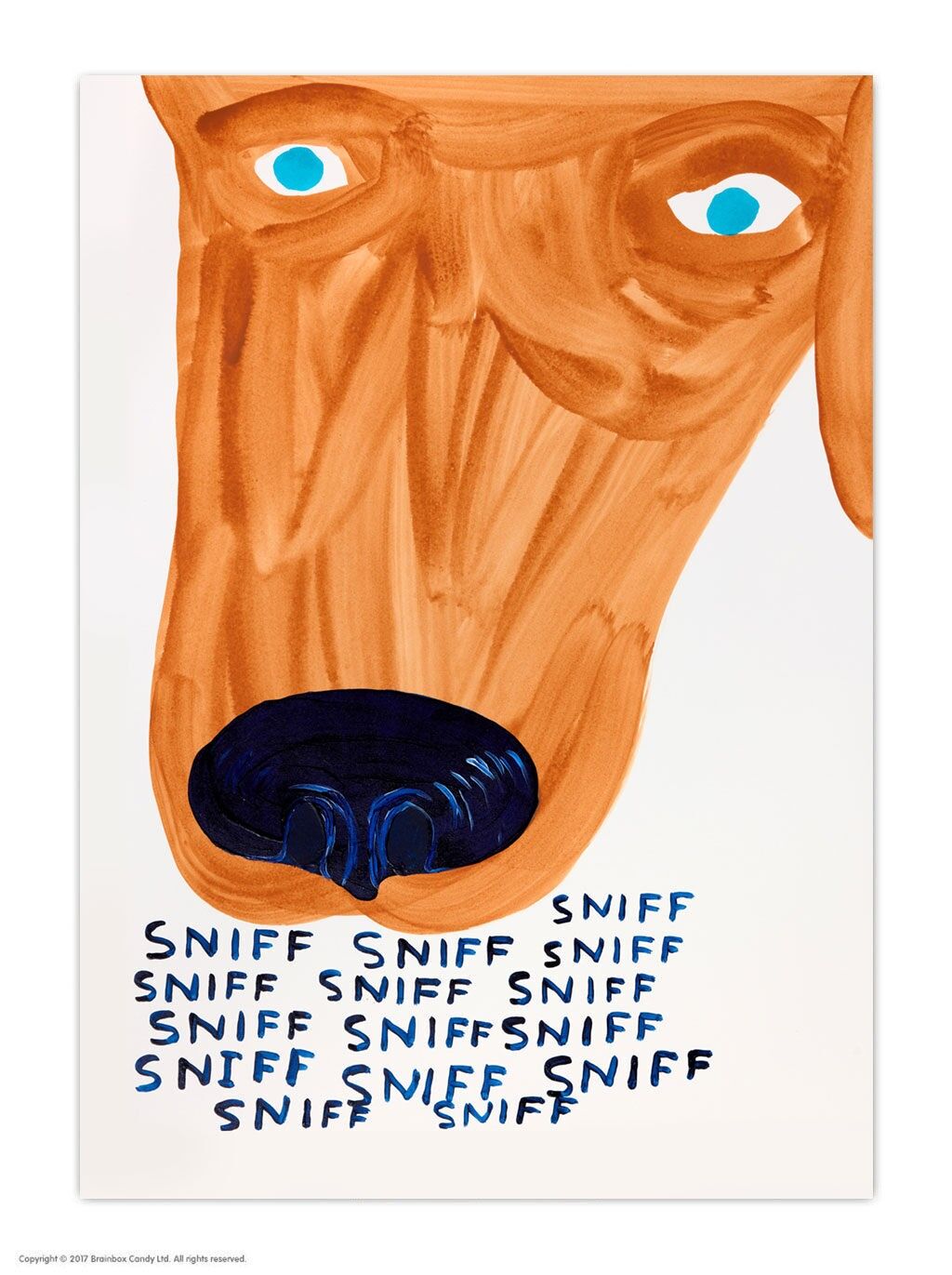 Divertida postal artística A6 de David Shrigley: Sniff Sniff Sniff