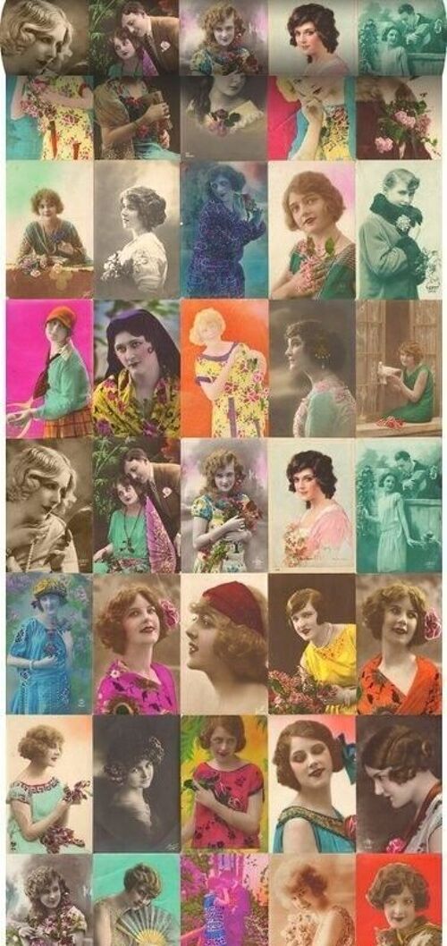 ESTAhome wallpaper XXL vintage postcards women's faces-158102