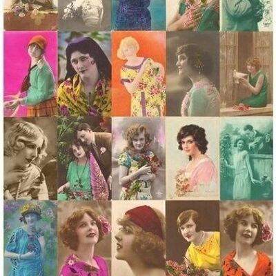 ESTAhome wallpaper XXL vintage postcards women's faces-158102