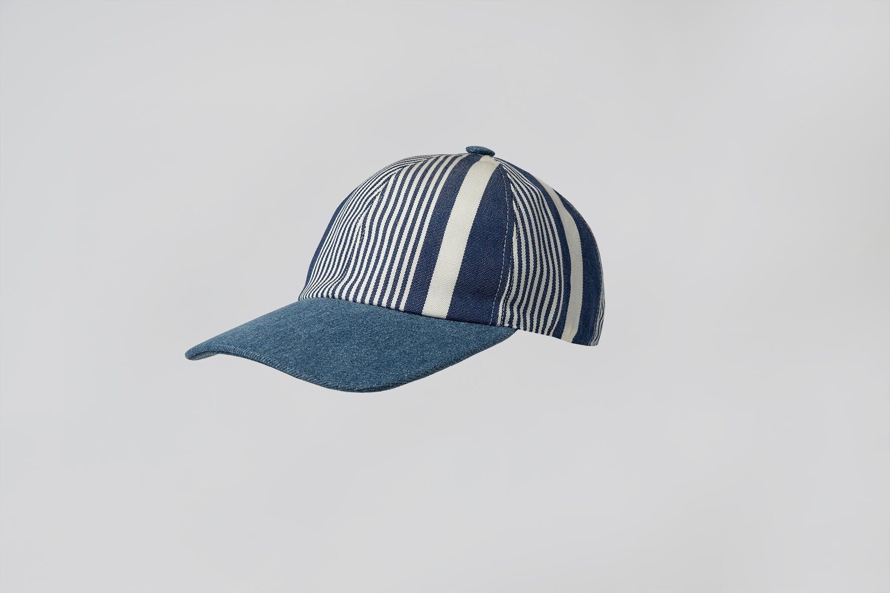Adult blue and white striped cotton & denim baseball cap TRANSAT - Women's cap - Men's cap