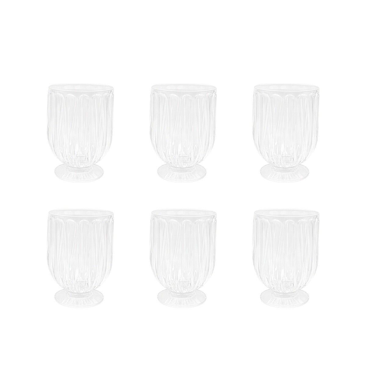 Verres à eau transparent sur pied - lot de 6