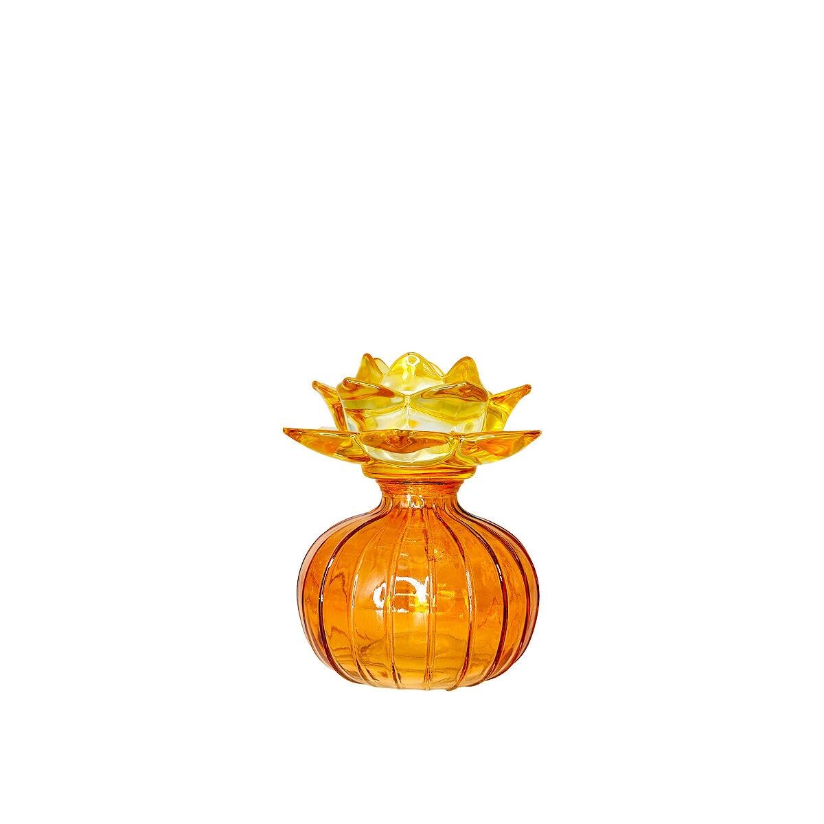 Bougeoir rose et jaune Capri 12x12x14.3cm