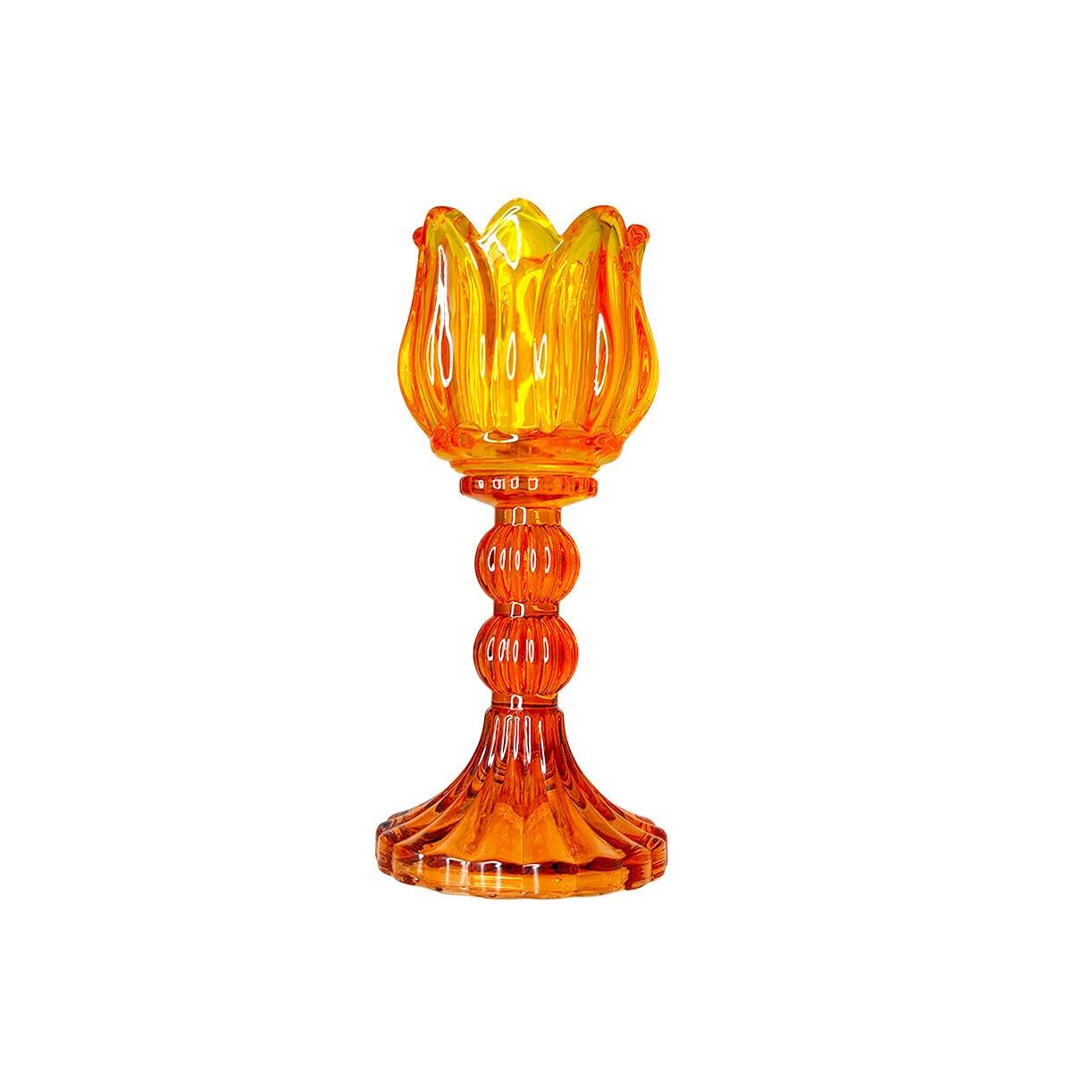 Bougeoir jaune et rose Capri 8x8x18cm