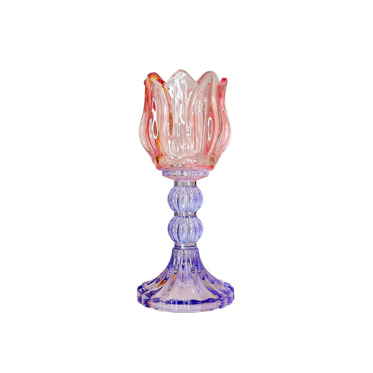 Bougeoir rose et violet Capri 8x8x18cm