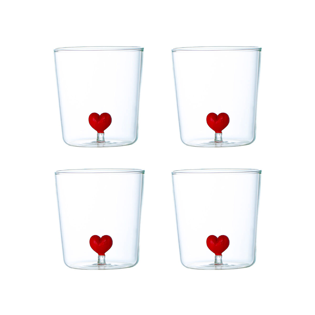 Heart-shaped water glasses, 300ml - set of 4