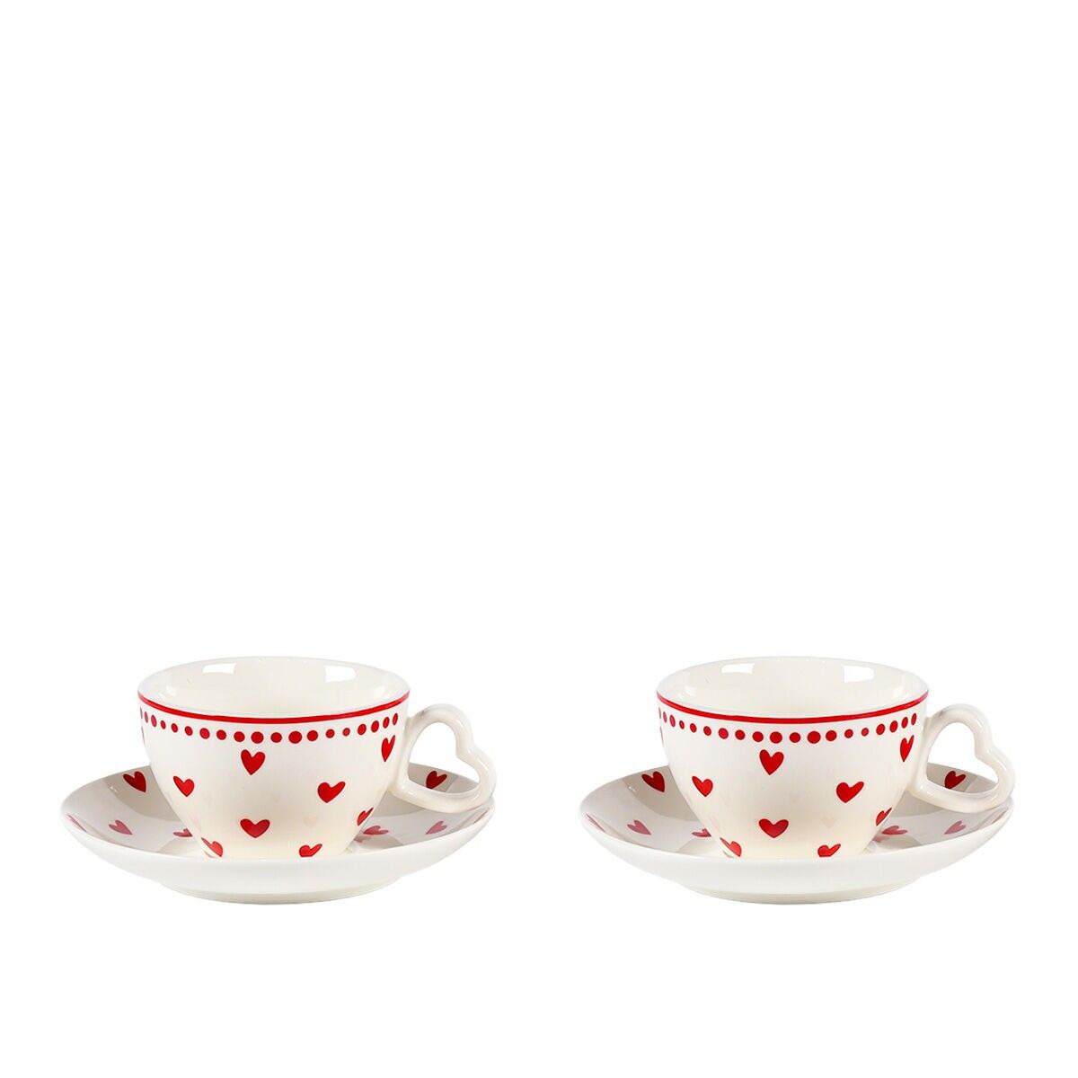 Tasses et sous-tasses à thé coeur - lot de 2