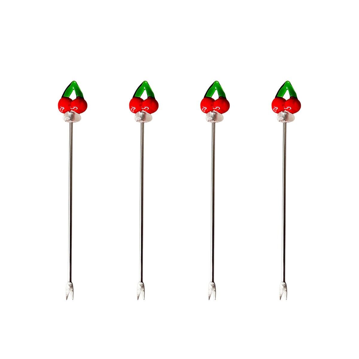 Piques apéritif cerise - lot de 4