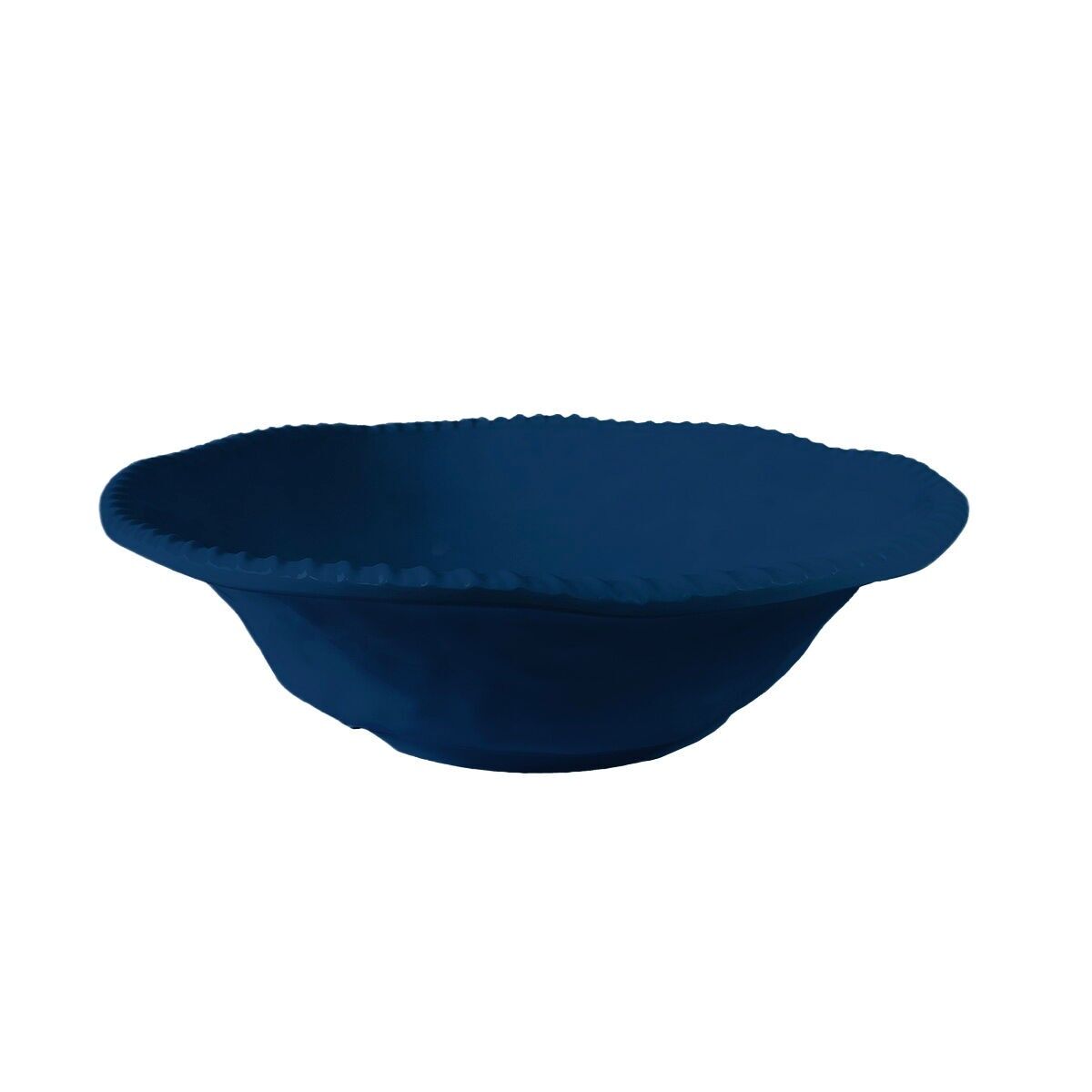 Saladier et couverts à salade en mélamine bleu bord corde