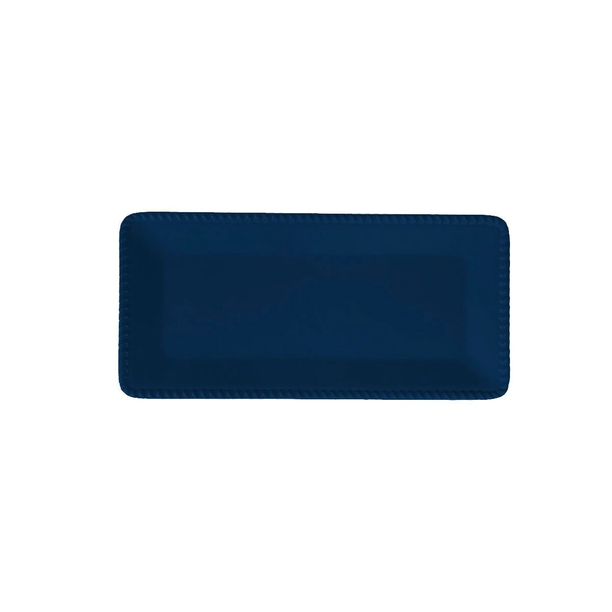 Plateau rectangulaire en mélamine bleu bord corde 43.5x21x2.5cm