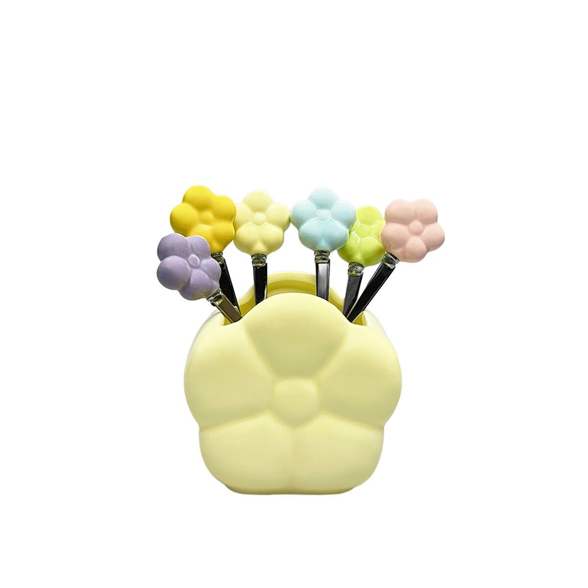 Cuillères à café fleurs avec support - lot de 6