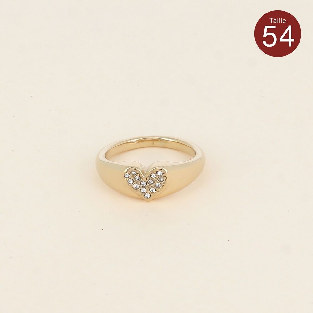Ring - heart inlaid with cubic zirconia - sizes 54 and 56