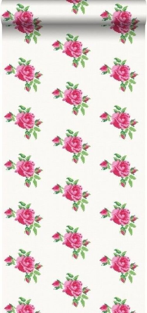 ESTAhome wallpaper embroidered little roses-138144