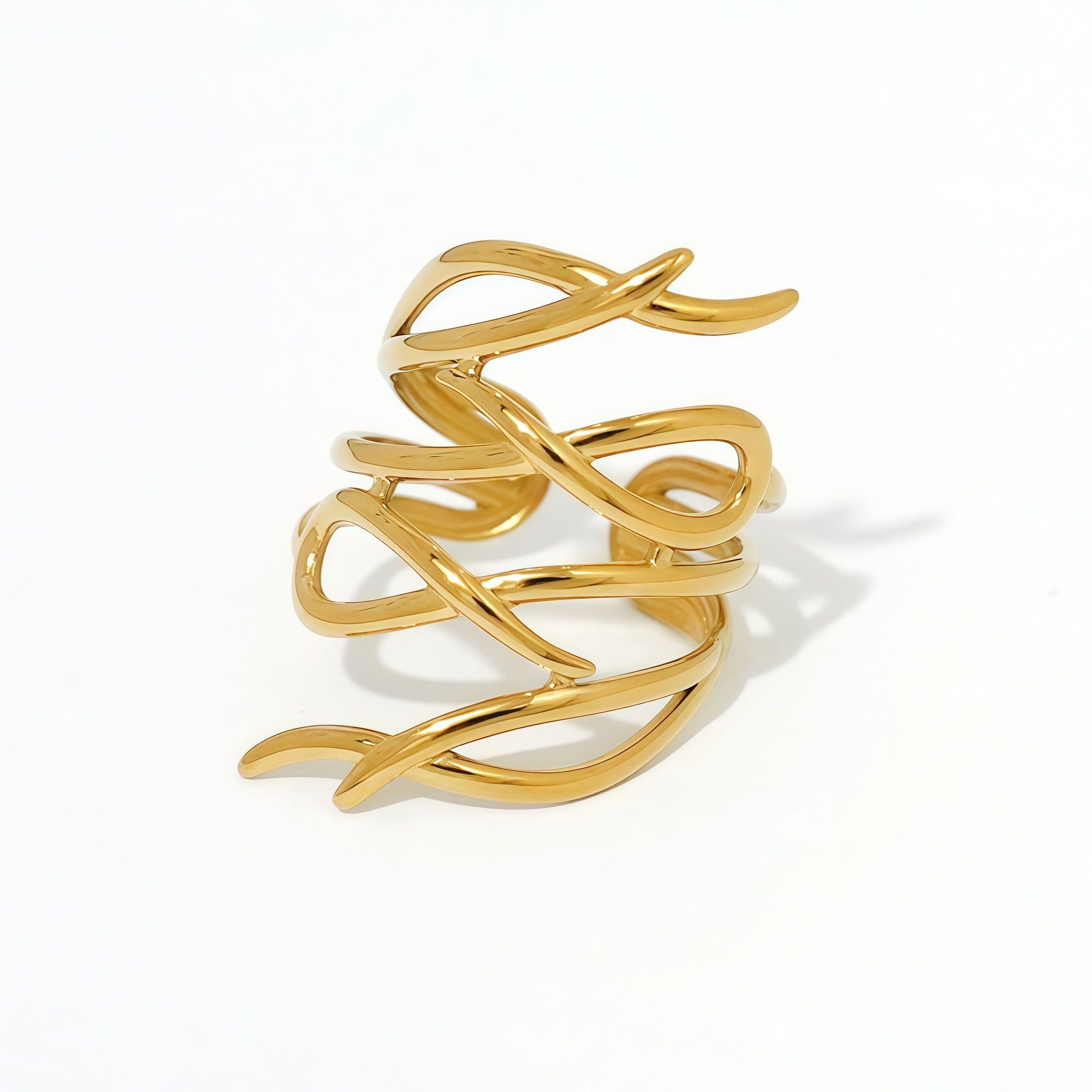 Adjustable ring with intertwined openwork