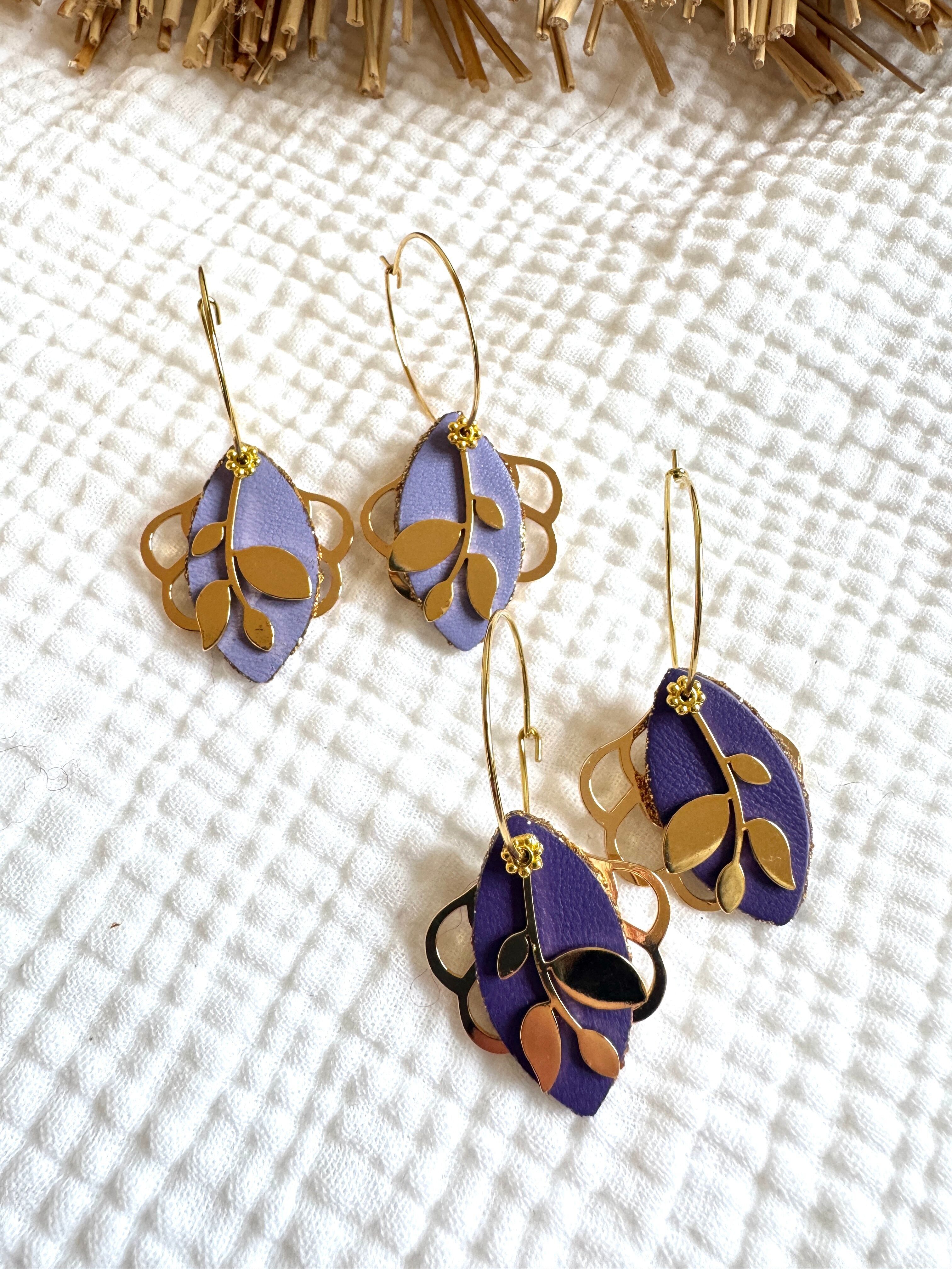 JOSEPHINE floral leather earrings - 15 colors