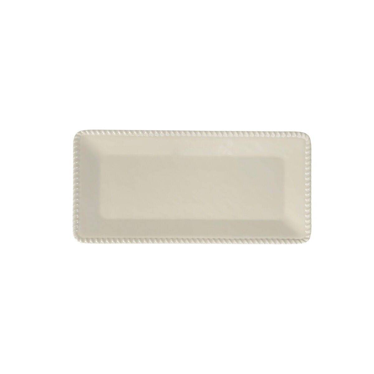 Plateau rectangulaire en mélamine crème bord corde 43.5x21x2.5cm