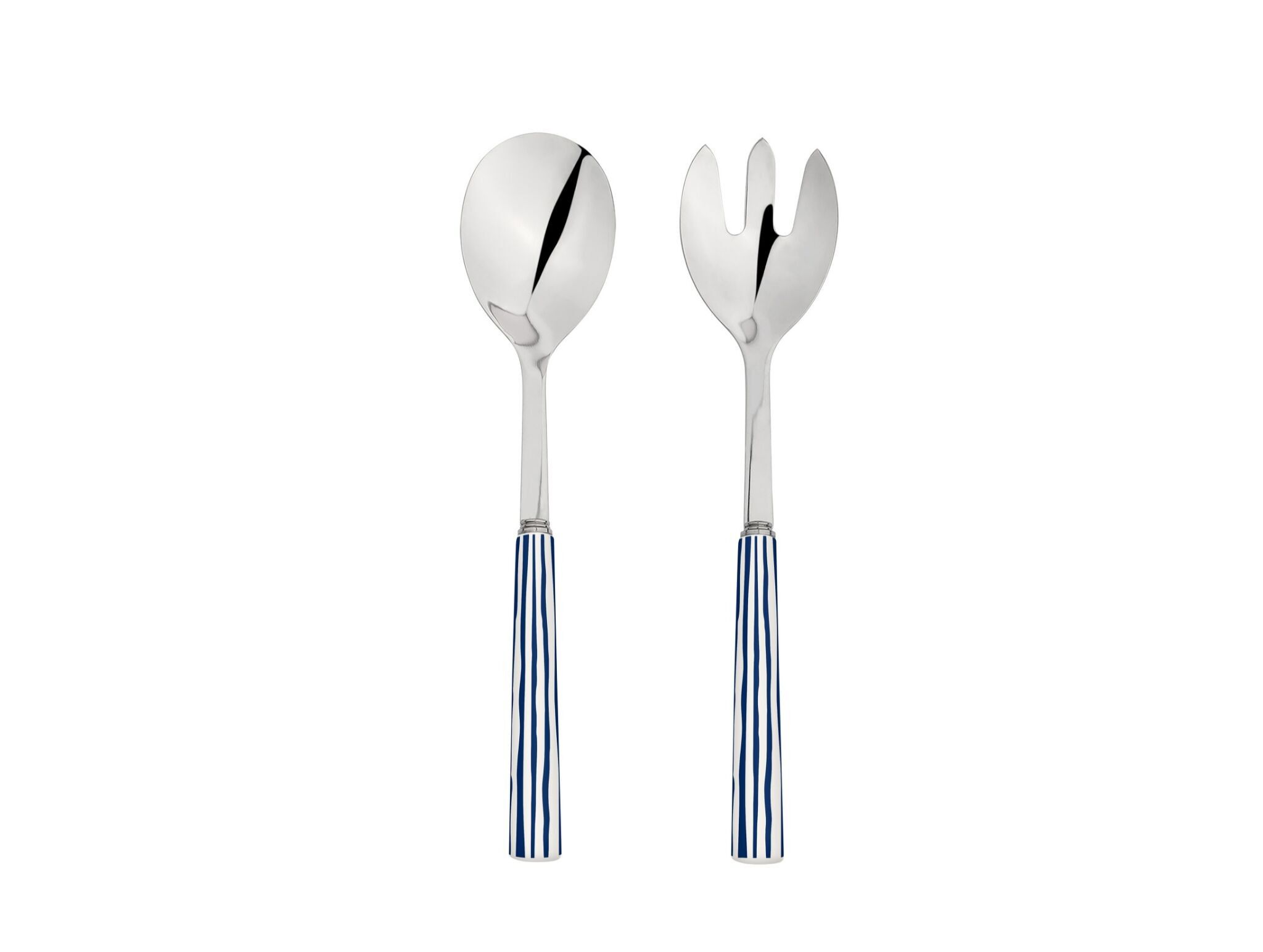 Couverts à salade à rayures bleues