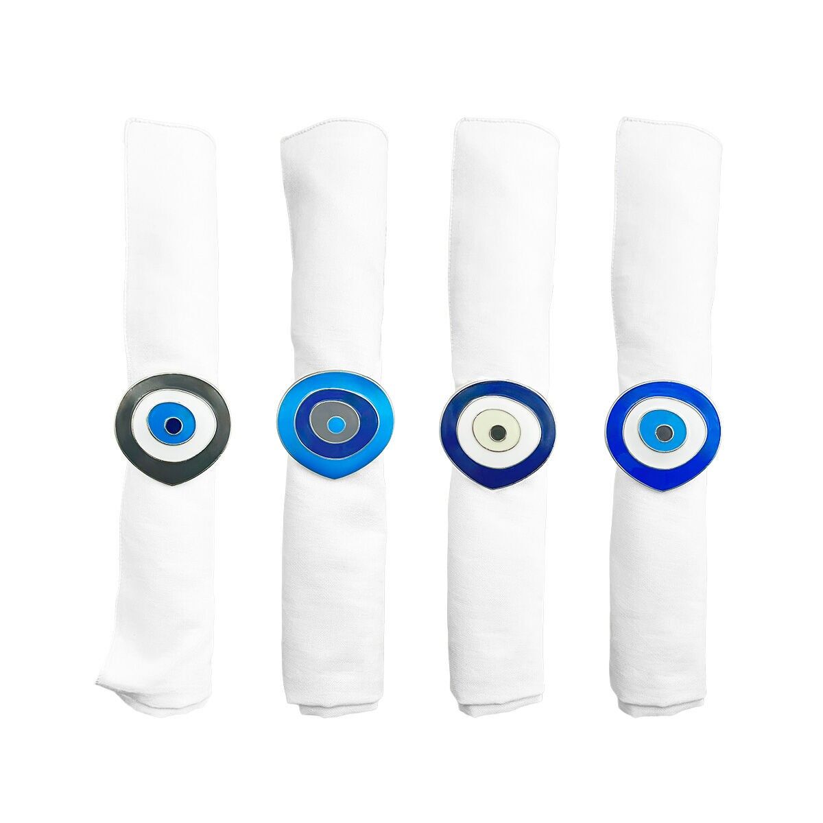 Lot de 4 ronds de serviette oeil bleu
