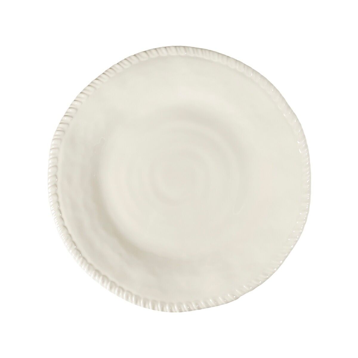 Assiette plate en mélamine crème bord corde 28x28x2.5cm