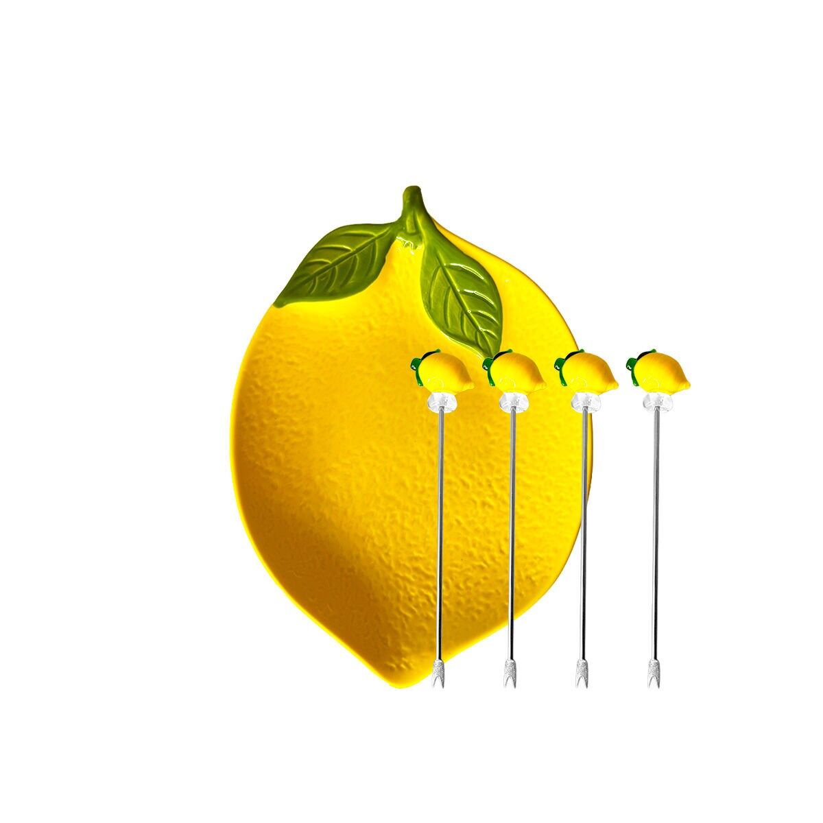 Plateau avec 4 piques apéritifs citron