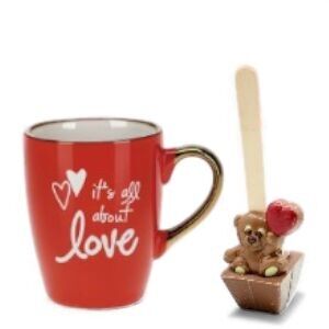 LOVE-Tasse & Herz-Teddybär-Löffel für heiße Schokolade