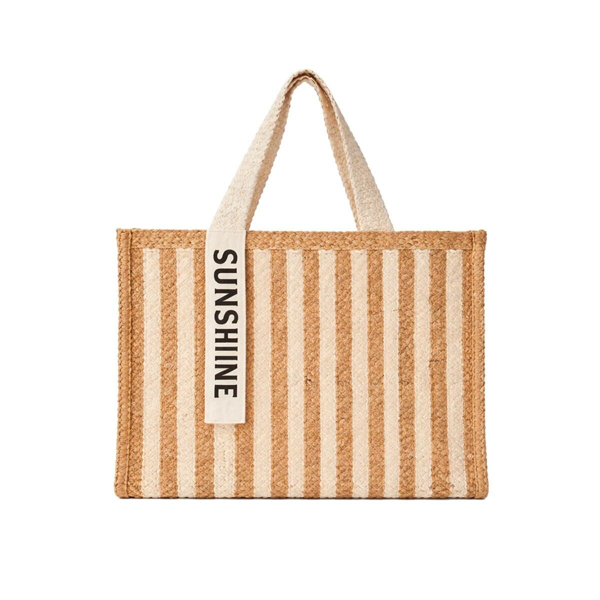 Tote bag à rayures beige