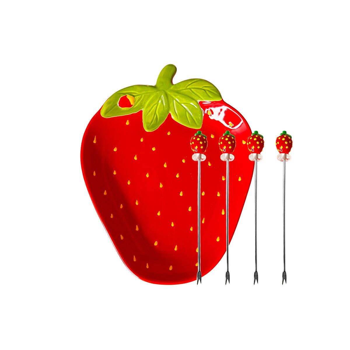 Plateau avec 4 piques apéritifs fraise