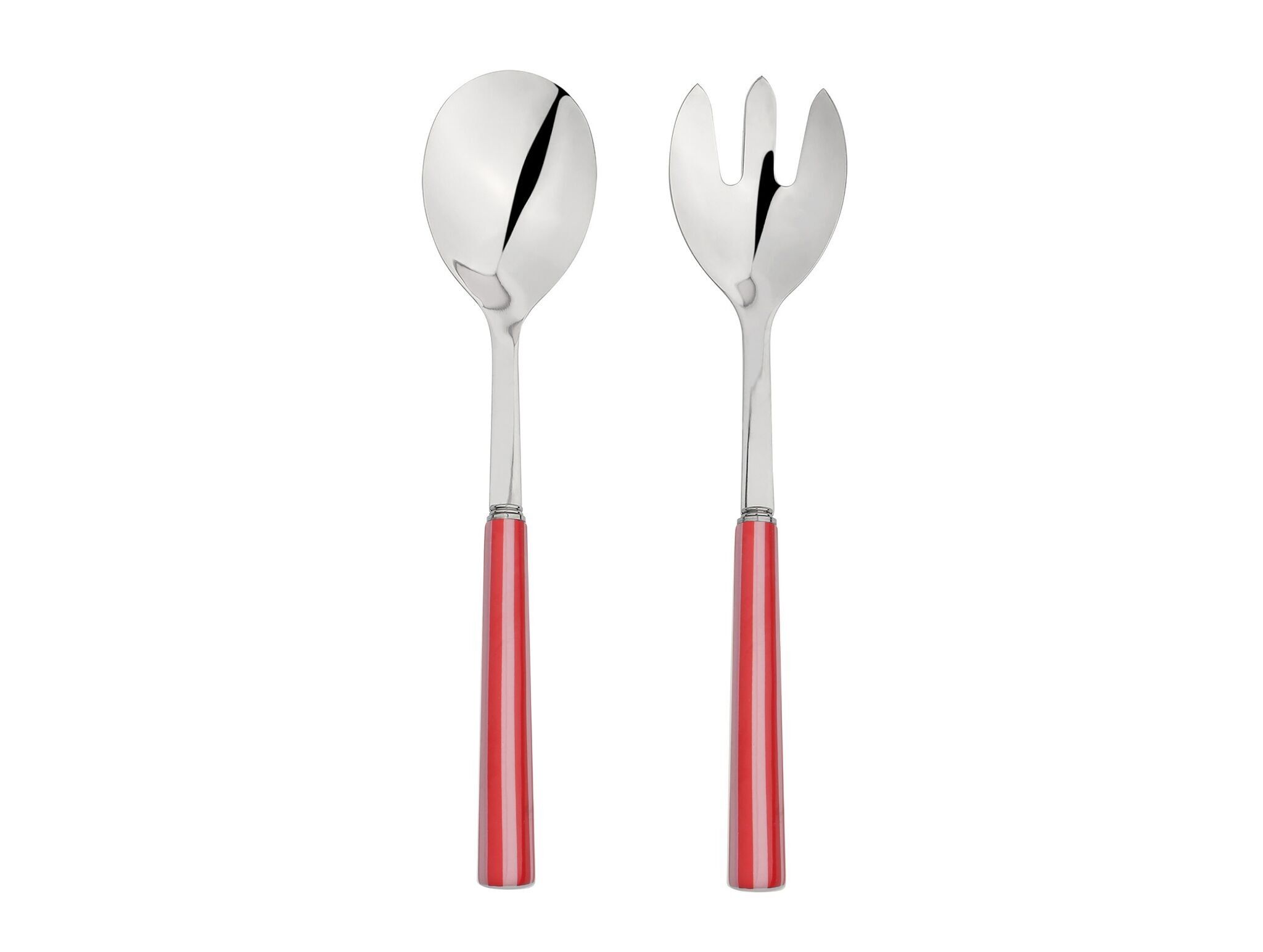 Couverts à salade à rayures rouges